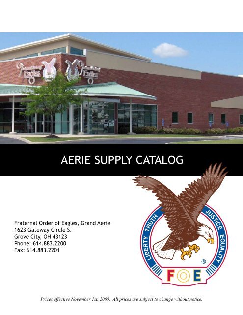 AERIE SUPPLY CATALOG - Fraternal Order of Eagles