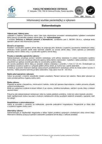 Sialoendoskopie - Fakultní nemocnice Ostrava