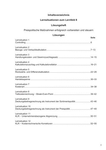 Lernsituationen zum Lernfeld 8 Lösungsheft ... - fs fachbuch