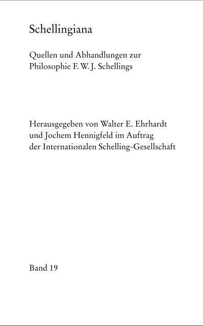 Schellingiana - Frommann-Holzboog