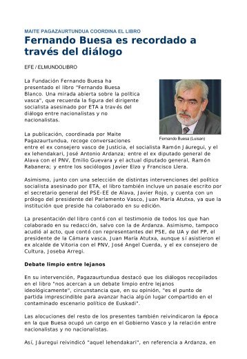 Fernando Buesa es recordado a través del diálogo - Fundación ...