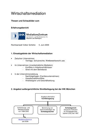 1. Einsatzgebiete Der Wirtschaftsmediation