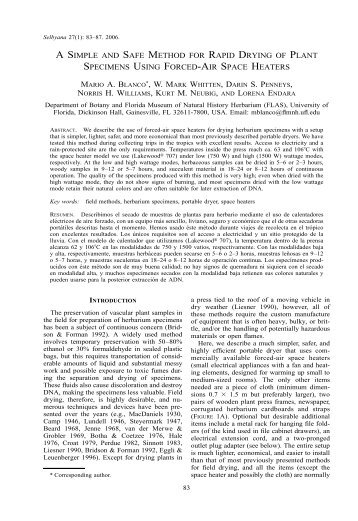 a simple and safe method for rapid drying of plant specimens using