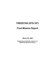 FREESTAR STS-107 Final Mission Report - NASA Human Space ...