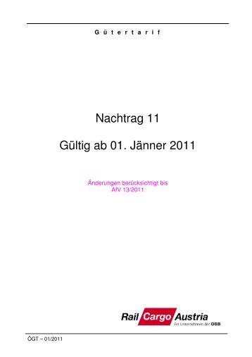 Nachtrag 11 Gültig ab 01. Jänner 2011