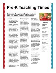 Pre-K Teaching Times - Bright from the Start