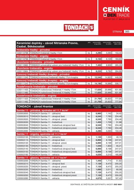 CENNÍK SK_04_2010.indd - DEKTRADE