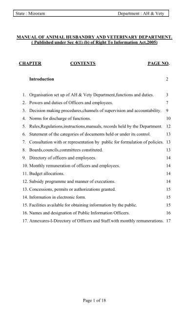 Manual on Right to Information Act, 2005 - Mizoram