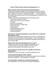 Denver Public Schools Advanced Kindergarten FAQ What is Denver ...