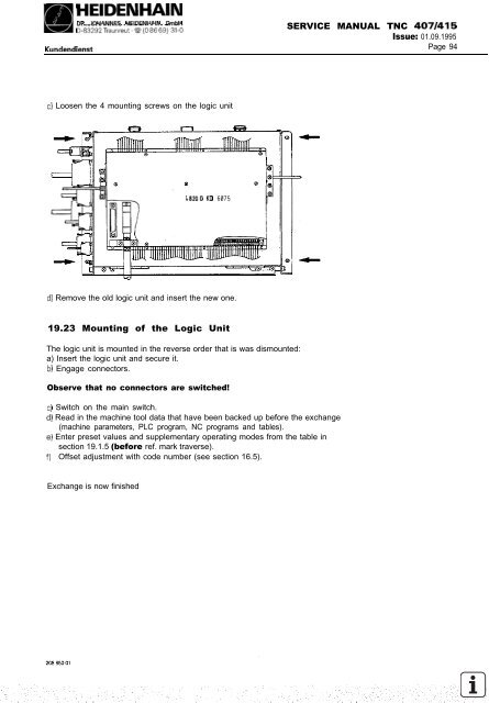 Service Manual TNC 407 / TNC 415 - heidenhain - DR. JOHANNES ...