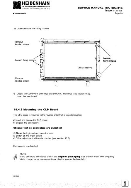 Service Manual TNC 407 / TNC 415 - heidenhain - DR. JOHANNES ...