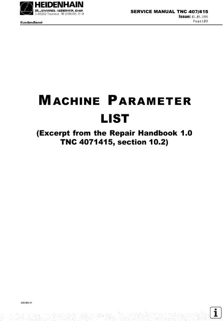 Service Manual TNC 407 / TNC 415 - heidenhain - DR. JOHANNES ...