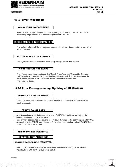 Service Manual TNC 407 / TNC 415 - heidenhain - DR. JOHANNES ...