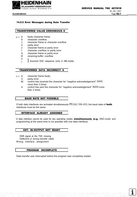 Service Manual TNC 407 / TNC 415 - heidenhain - DR. JOHANNES ...