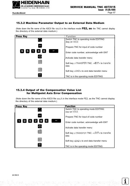 Service Manual TNC 407 / TNC 415 - heidenhain - DR. JOHANNES ...