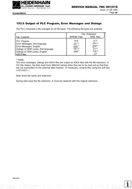 Service Manual TNC 407 / TNC 415 - heidenhain - DR. JOHANNES ...