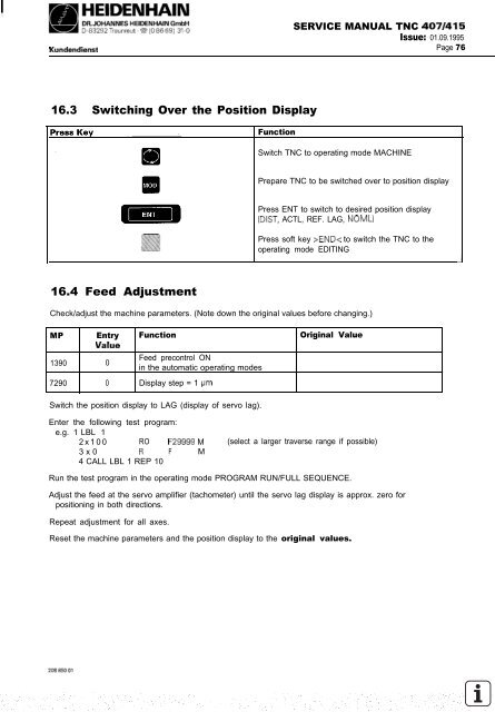 Service Manual TNC 407 / TNC 415 - heidenhain - DR. JOHANNES ...