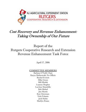 Cost Recovery and Revenue Enhancement - Rutgers New Jersey ...