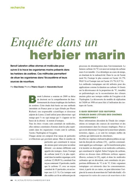 Enquête dans un herbier marin