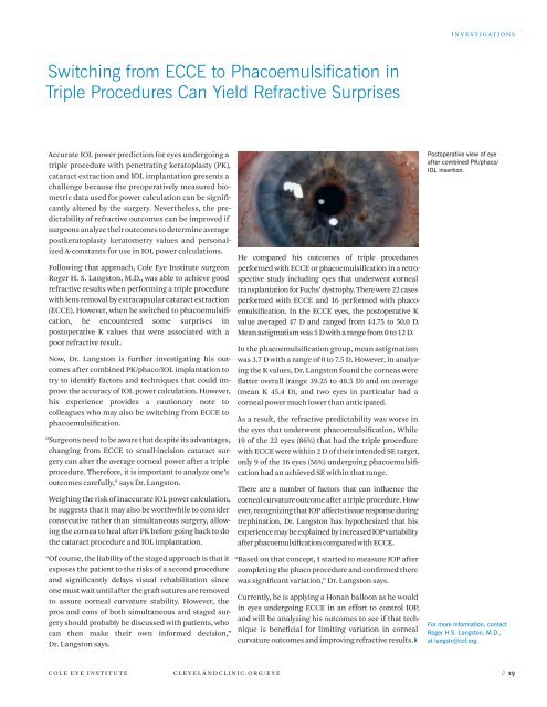 Ophthalmology Update - Cleveland Clinic