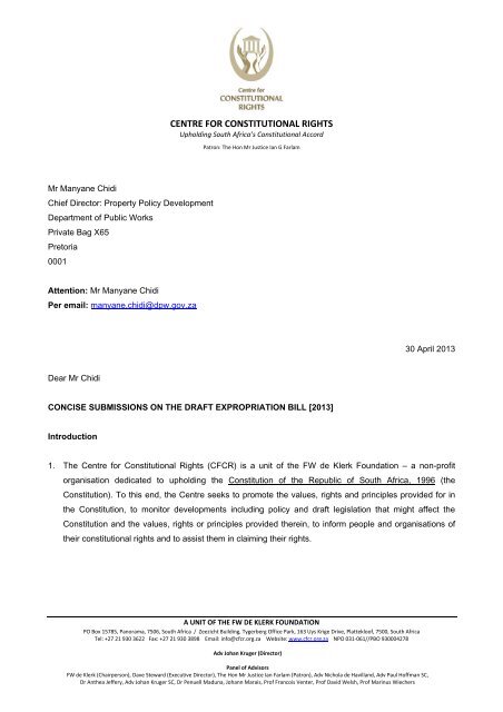 Submission - FW de Klerk Foundation