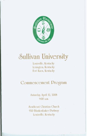 Commencement Program - Sullivan University | Library