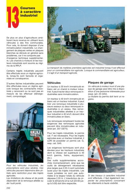 Agriculteurs dans le trafic routier