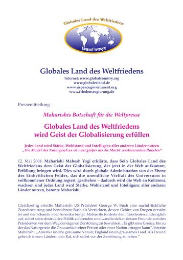 Globales Land des Weltfriedens - Maharishi Vedische Medizin