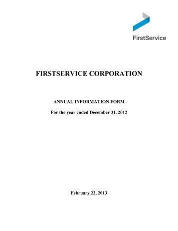 AIF - FirstService Corporation