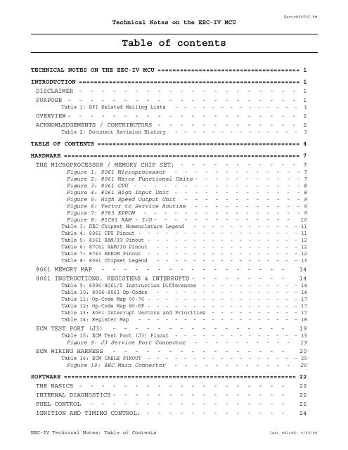 TECHNICAL NOTES ON THE EEC-IV MCU - Auto diagnostics