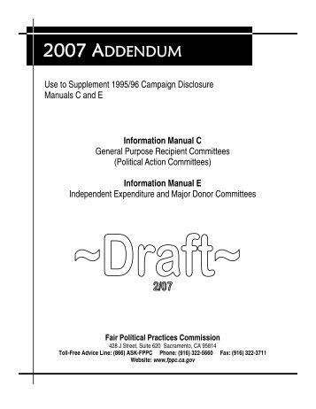2007 ADDENDUM - Fair Political Practices Commission
