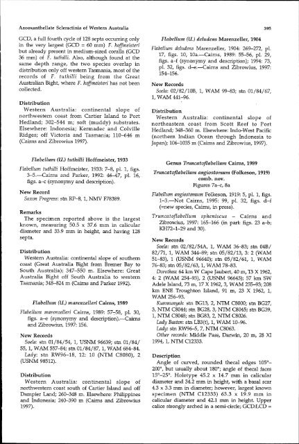 Azooxanthellate Scleractinia (Cnidaria: Anthozoa) - Western ...