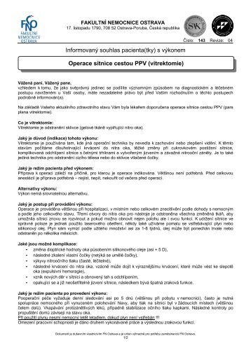 Operace sítnice cestou PPV (vitrektomie) - Fakultní nemocnice Ostrava
