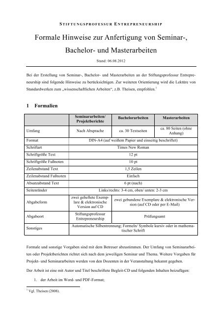 Formale Hinweise - Universität Oldenburg