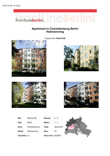 Apartment in Charlottenburg Berlin Heilmannring - Front Line Berlin ...