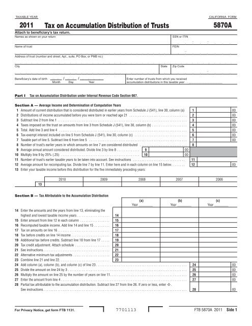 5870A Form - California Franchise Tax Board