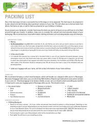 Packing List Nicaragua - 2013 Trips - Free The Children