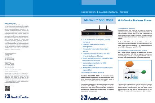 Mediant 500 MSBR - AudioCodes