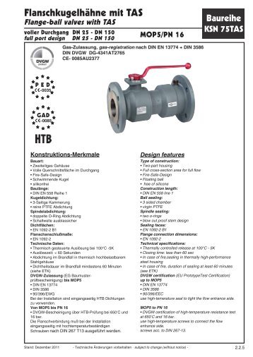 Datenblatt Flanschkugelhahn_KSN75TAS - G. Bee GmbH