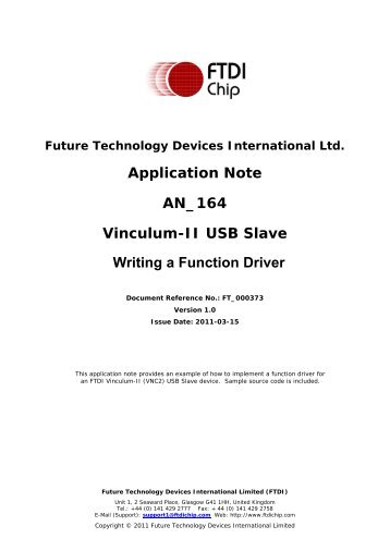 Vinculum-II USB Slave Writing a Function Driver - FTDI