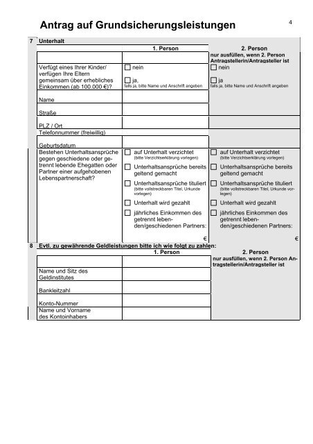 Antrag auf Grundsicherungsleistungen