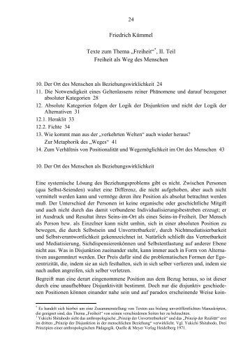Friedrich Kümmel Texte zum Thema „Freiheit“*, II. Teil Freiheit als ...