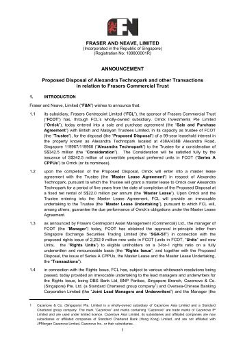 Proposed Disposal of Alexandra Technopark and Other ...