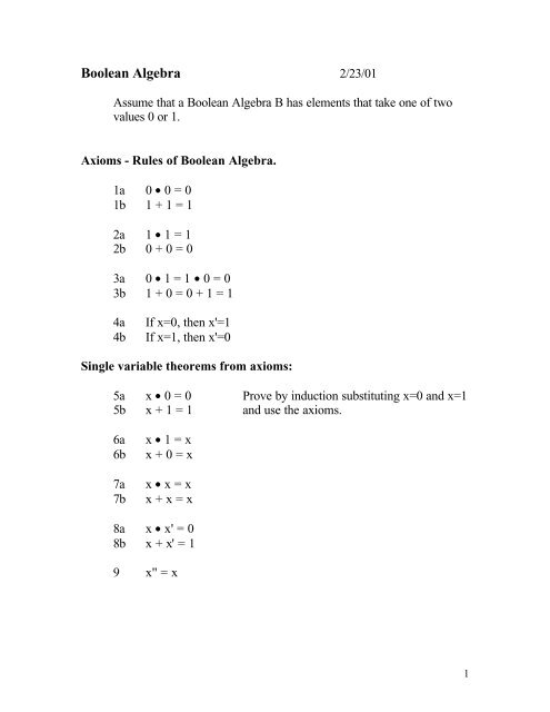 Boolean Algebra (pdf) - The Free Information Society