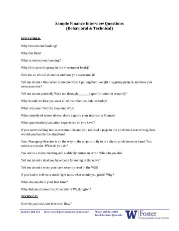 finance interview questions