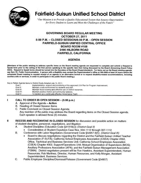 Agendas - Fairfield-Suisun Unified School District