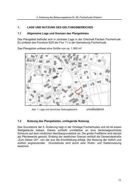 4. Änderung des Bebauungsplanes Nr. 88 „Fischerhude-Ortskern“