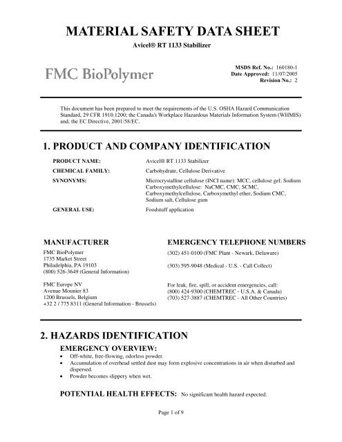 Avicel® RT 1133 Stabilizer - FMC Corporation