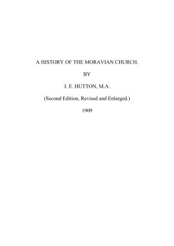 a history of the moravian church - Friends of the Sabbath Australia