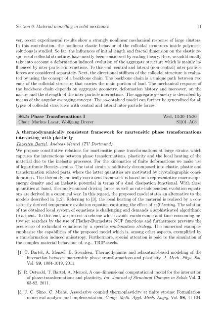 Section 6: Material modelling in solid mechanics - GAMM 2012